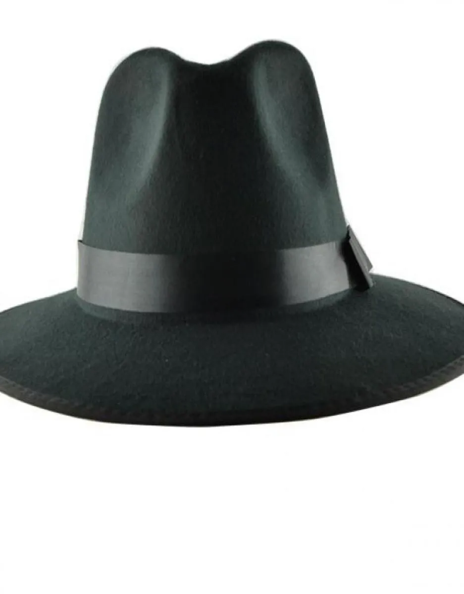 Wholeyoccas ao longo do chap￩u de inverno Vintage Jazz Cap Stage Visor Men British Sombreros para hombres Black Fedora Hats para Mens1199579
