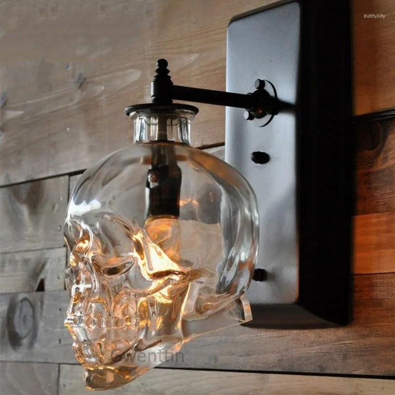 Wall Lamps Retro Skull Bones Lamp Vintage Glass Bottle Sconce Light Fixtures Bedroom Bar Industrial Loft Decor Home Lighting