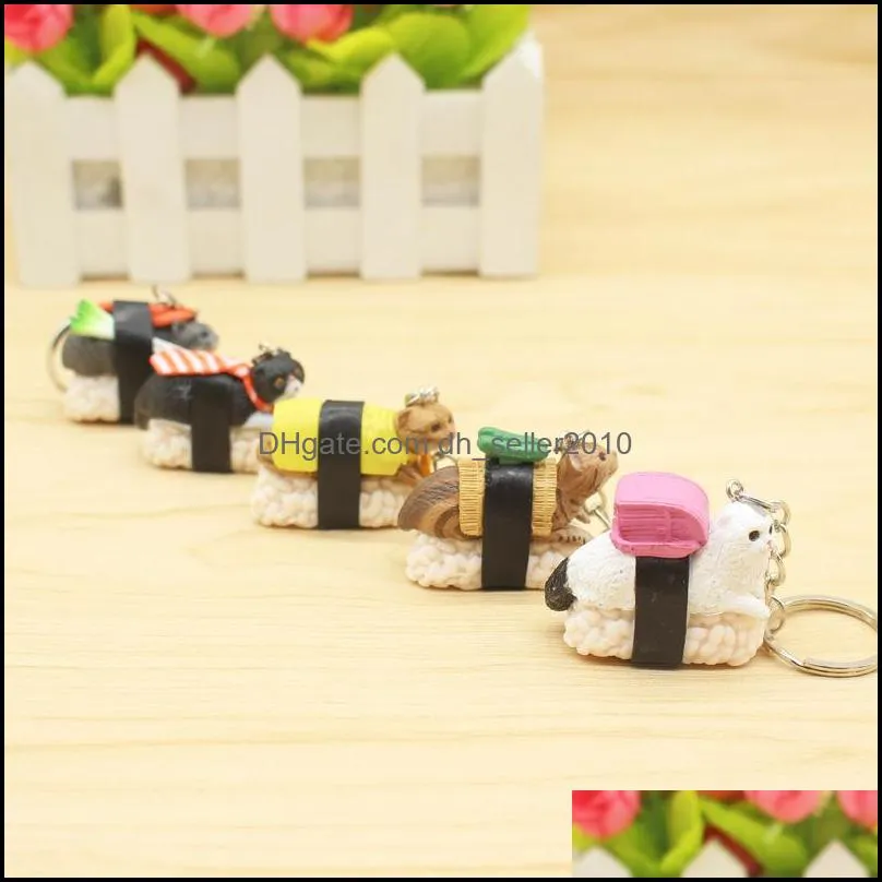 Pendants Creative Cat Sushi Keychain Key Rings Handbag Hanging Pendants Phone Charms Chain Gift For Kids 5034 Q2 Drop Delivery Home Dhtie