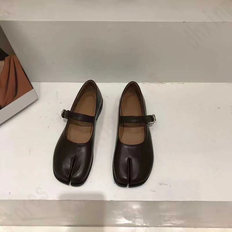 Buty zwykłe skórzane buty palce butów kobiety espadrilles balerina kobieta dzielone palce u stóp.