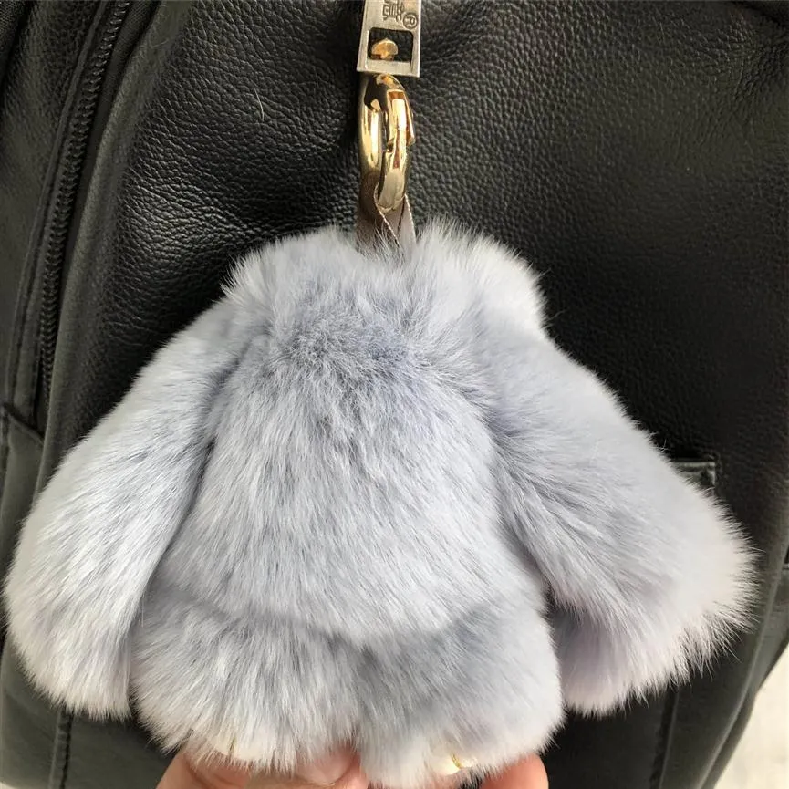 Blue-8cm本物の本物のRabbit Rabbit Fur Bunny Doll Toy Kid Gift Bag Charmキーチェーンキーリングアクセサリー電話財布ハンドバッグ309c292l