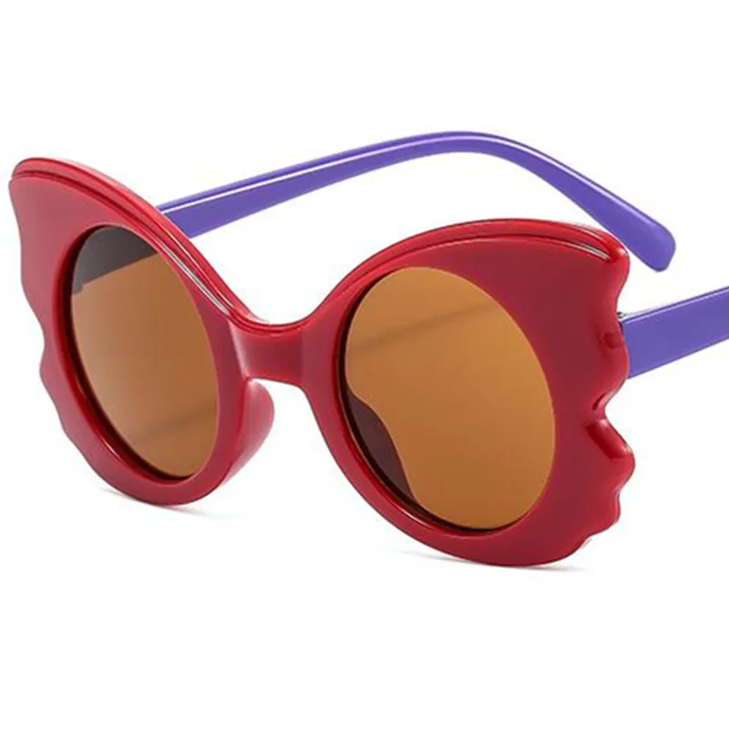 Gafas de sol para niños, gafas de sol de dibujos animados, lentes redondos, gafas Anti-UV Adumbral, gafas de mariposa cortadas, ornamentales para niños