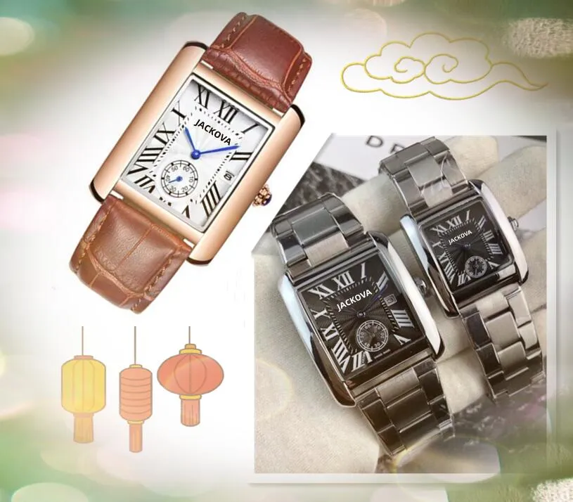 Tres pines reloj de cuarzo relojes mujeres hombres subdial trabajo fecha automática popular serie tanque cuadrado romano dial característica Shiny Lover negocio reloj de pulsera reloj regalos