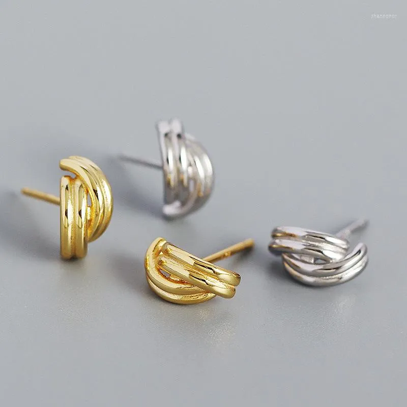 Boucles d'oreilles à tige en argent S925, minimaliste, géométrique, vent métallique, faites à la main, polyvalentes