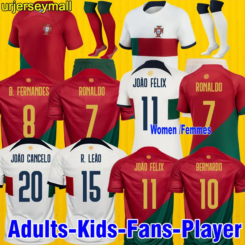 22 23 Portuguesa giocatore di calcio Maglie di calcio Maillot Feld Fernandes 2022 2023 Shirt da calcio portoghese Kit per bambini Kit set uniforme Portogallo 298071 Squadra di Coppa del Mondo Jersey