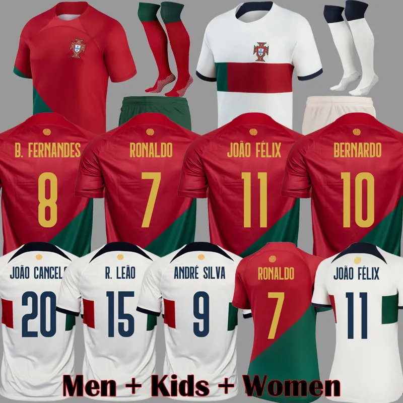 Joao Felix Portogallo Maglie di calcio Mondiale Coppa del Mondo 2022 Ruben Neves Shirt da calcio portoghese Bernardo Bruno Fernandes Camisa de Futebol Men Women Kits Kits Equipment 689