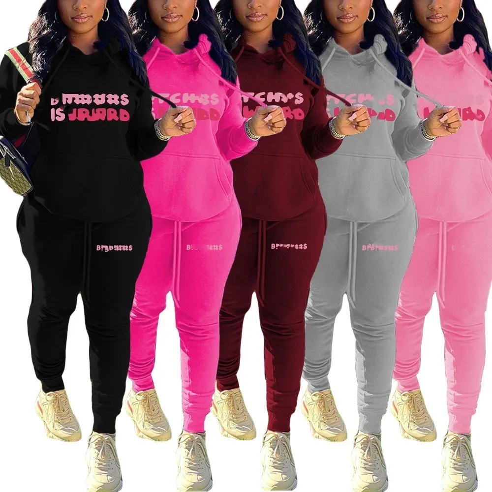 Designer Brand Costumes de jogging Femmes Survêtements Lettre Imprimer Sweats à capuche Pantalon 2 pièces Ensemble Sweats à manches longues Plus la taille 5XL Vêtements de sport Vêtements Lady Tenues 8962-3