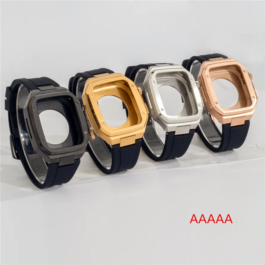 Smart cinghie AP Armatura Modificata Copertina in acciaio inossidabile Protezione della custodia con banda bracciale di orologi in silicone Iwatch 8 7 6 5 4 per Apple Watch 44 45mm braccialetto da 45 mm