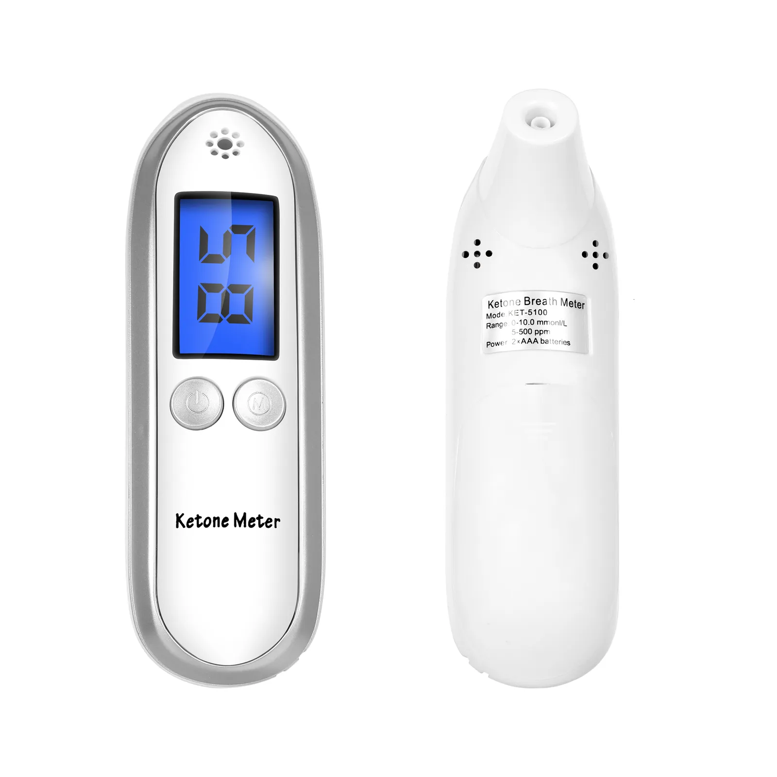 Breath Ketosis Meter Digital Breath Ketone Analyzer Portable Ketosis Breath  Tester with 10 Replaceable Mouthpieces White