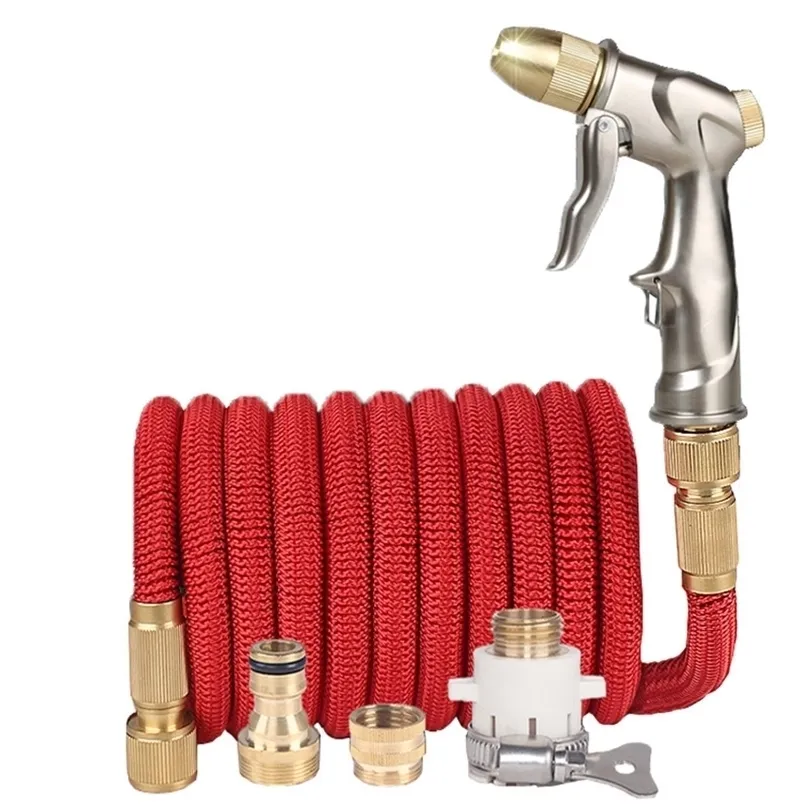 Garden Hoses High Quality 25FT150FT Telescopic Magic Plastic Flexible Car Wash Metal Spray Gun Outdoor Watering 221116