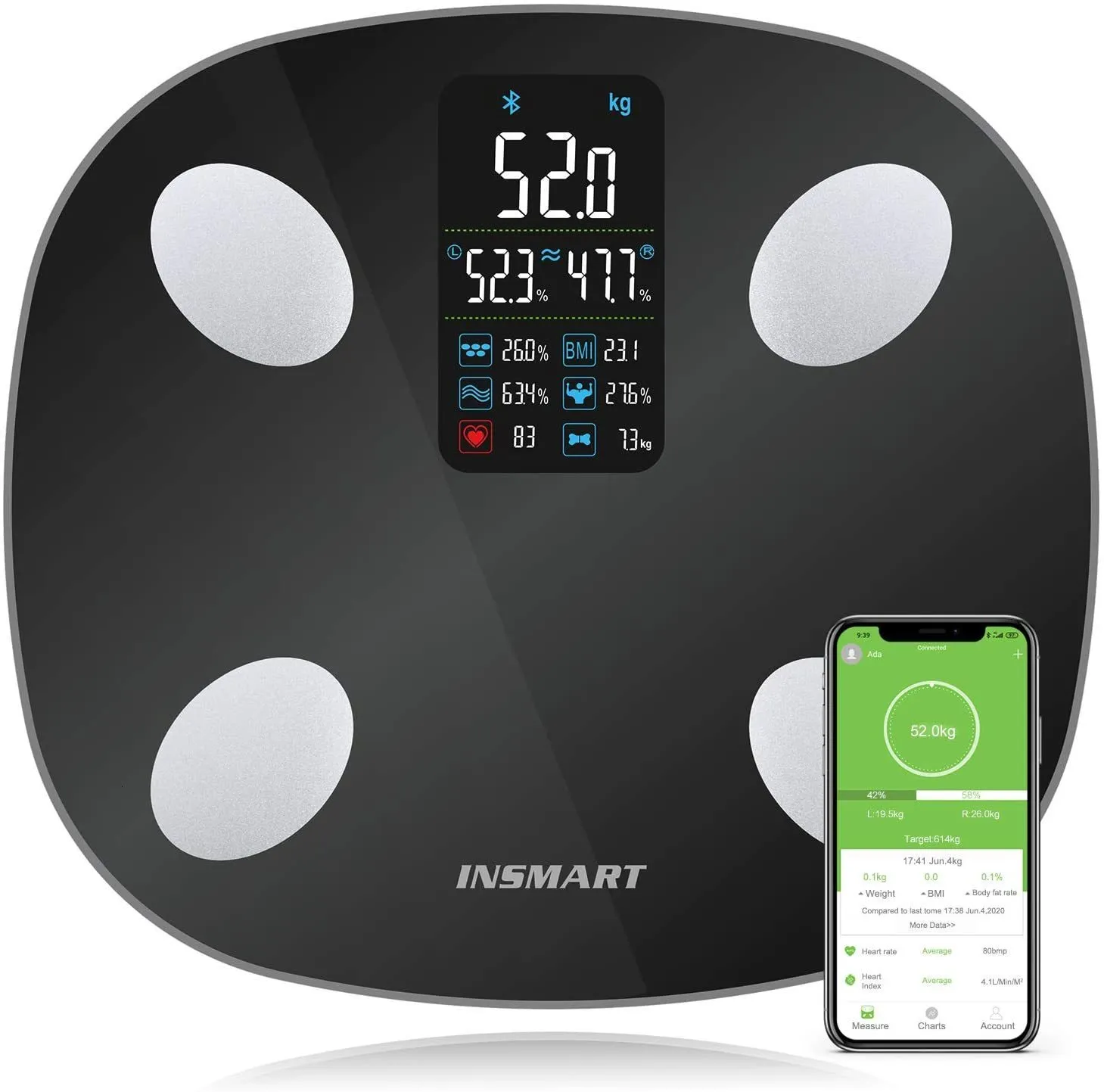 Pèse-personne INSMART Fat avec écran Analyseur de composition de salle de bain numérique sans fil intelligent compatible Bluetooth 221116