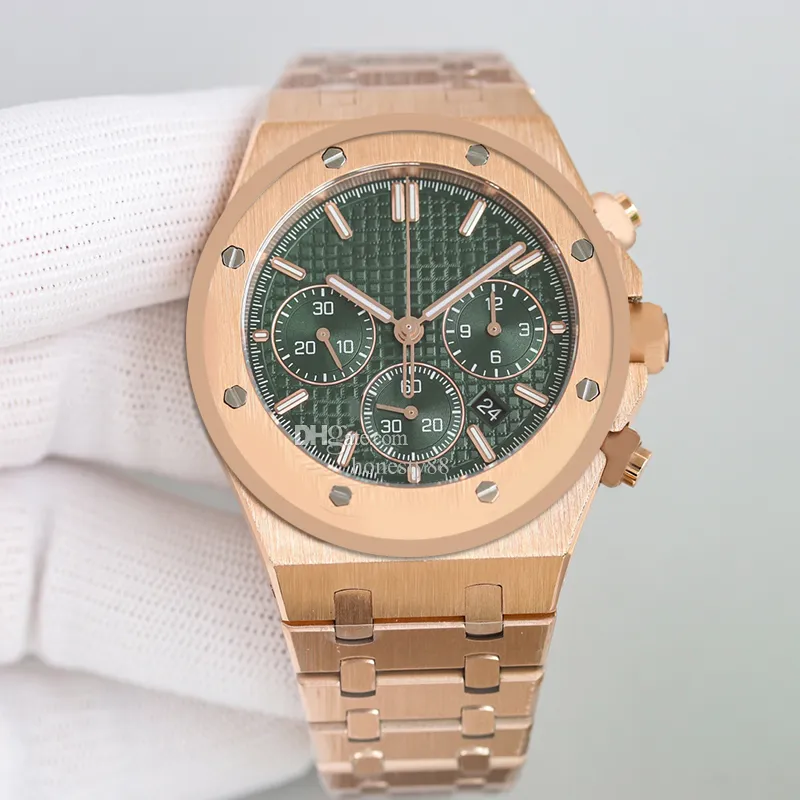 المصمم A Gold Men's Watch Super Long Quartz Wristwatches 41mm Stainsit Strap Strap Luminous Luminous Luxury Auto Date Watches Gift Montre de Luxe Watches