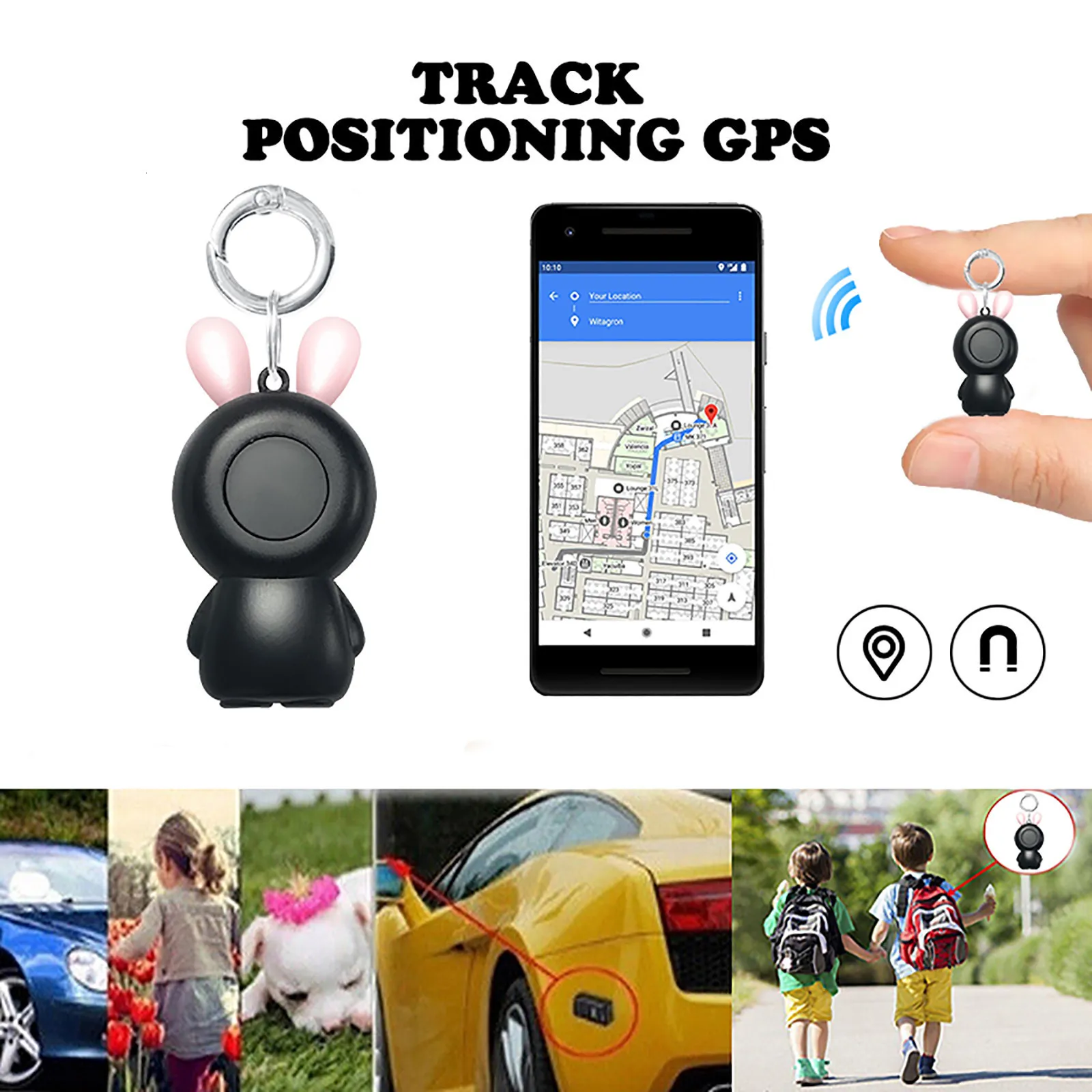 Entraînement pour chiens Obéissance Mini Smart GPS Tracker Key Finder Locator Locator Bluetooth Anti Lost Alarm Sensor Device for