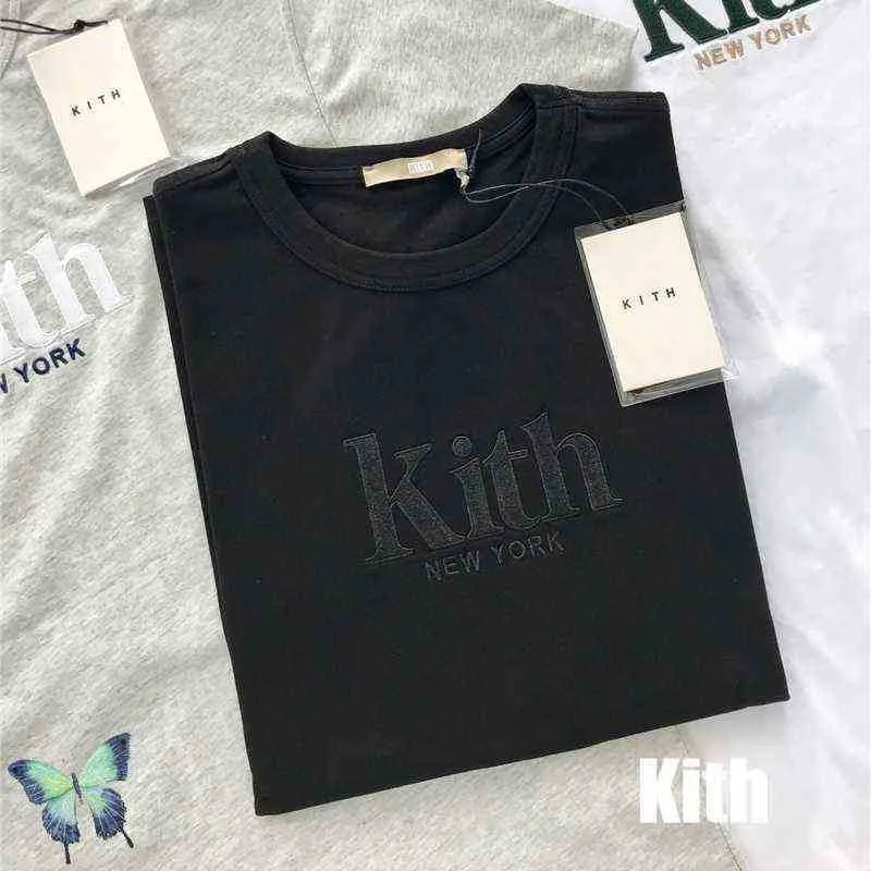 التطريز Kith تي شيرت كبير الحجم الرجال نساء نيويورك تي شيرت عالية الجودة 2021 قمم الصيف غير الرسمية المحملات G12171