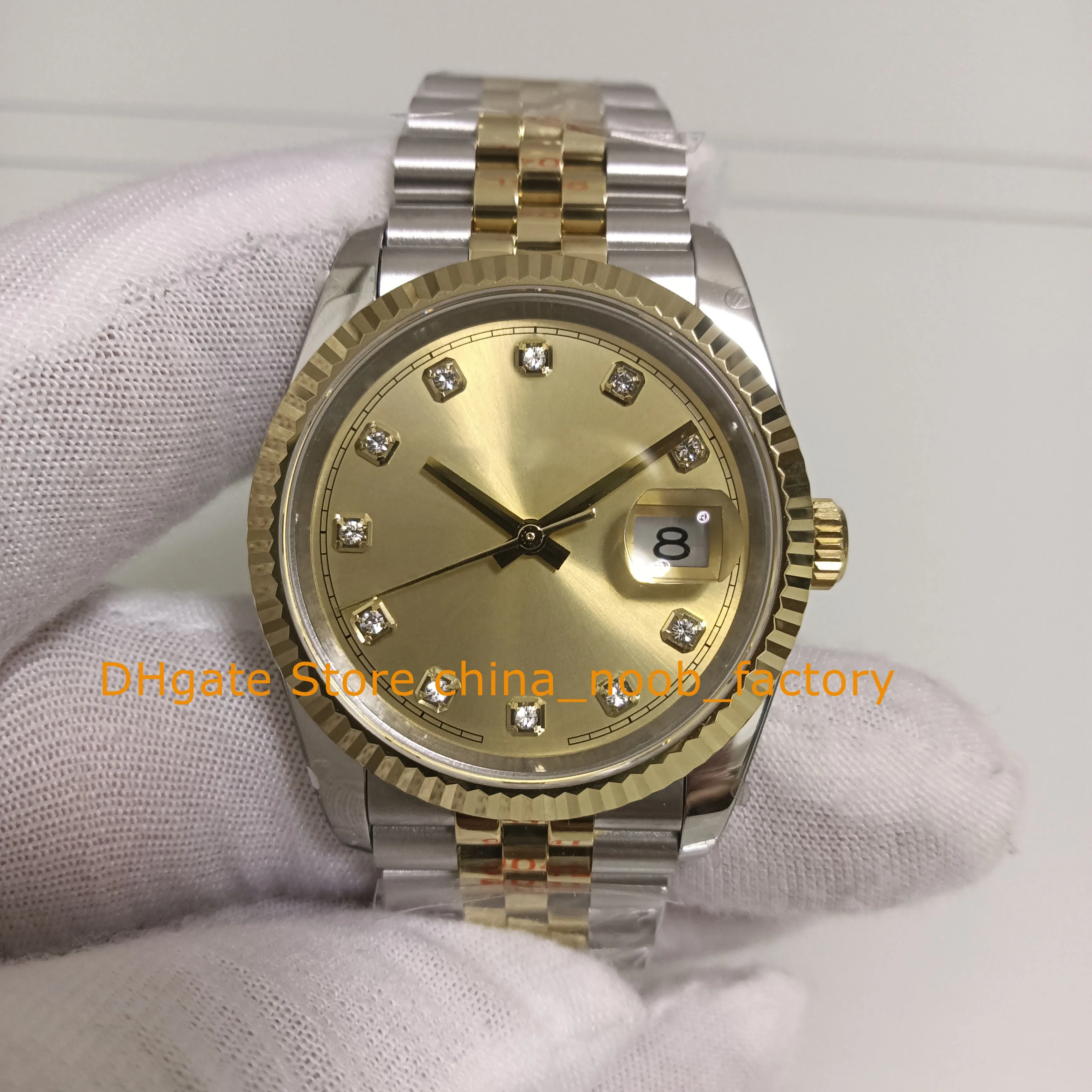 12 Style Midsize Watches Women Men 36mm 18k Yellow Gold Champagne Diamond Dial Roman GMF Cal.3235 Automatic 904L Steel Watch Wristwatches