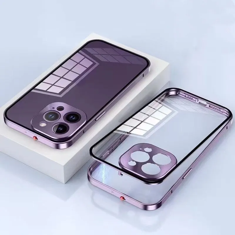 Cajas de aleación de hebilla elástica para iPhone 14 Pro Max 13 12 Lente de cámara Cubierta de protección completa