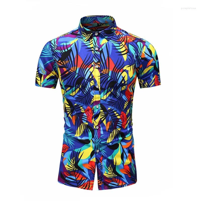Camisas casuais masculinas Summer Men's Beach Hawaiian Shirt Tropical Shorve Manve Men Cotton Button Down 5xl 6xl 7xl