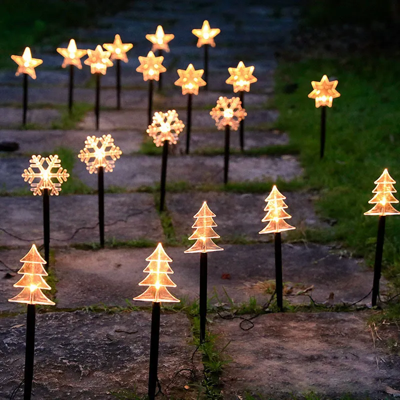 Dekoracje ogrodowe 5pcs świąteczne płatki śniegu światła LED Solar Landscape Wtyk Star Tree Garland Home Lawn Dekoracja 221114