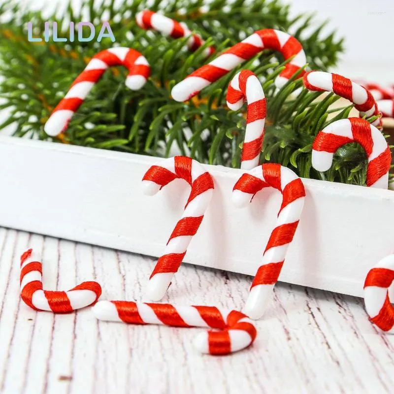 Noel Dekorasyonları 30/50/100 PCS Mini Şeker Kamışı Ağacı Dekorasyonu Xmas Kolye Diy Ev Dekoru Merry Çocuk Oyuncak Yıl Navidad