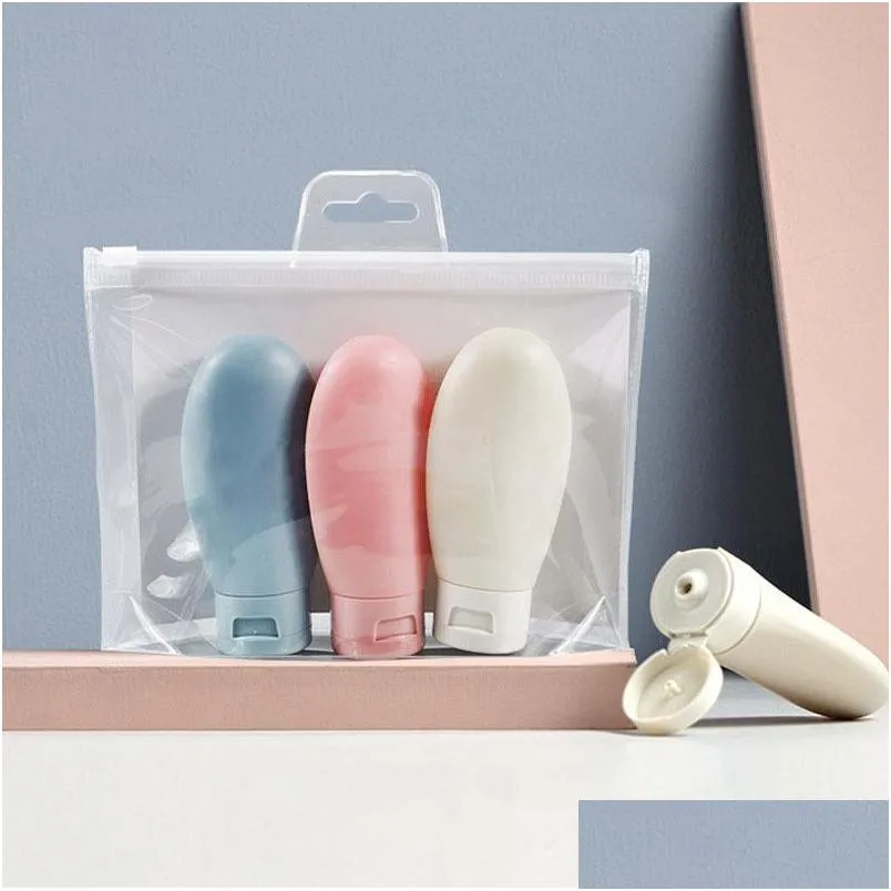 Storage Bottles Jars 3Pcs/Set Portable Travel Bottle Liquid Container Empty Refillable Packing Lotion Points Shampoo Cream Trip Dr Dhtdw