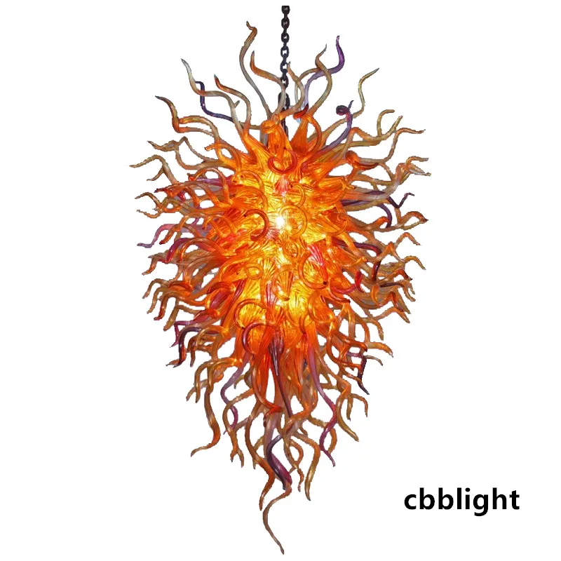 이탈리아 디자인 펜던트 램프 오렌지 컬러 CE UL 인증서 샹들리에 32x48 인치 럭셔리 아트 핸드 블로우 유리 샹들리에 LED 조명 천장 장식 LR919