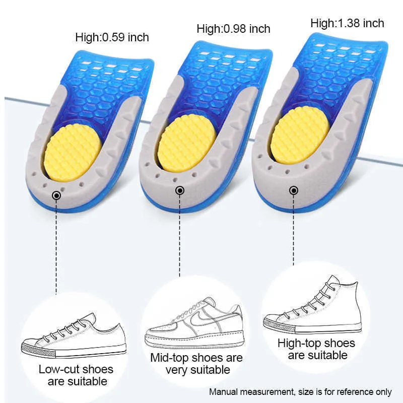 Traitement des pieds Coussinets de rehaussement intérieurs pour hommes et femmes Coussin d'un demi-mètre doux et confortable Renforts d'absorption des chocs invisibles Almohadillas De Realce Internas