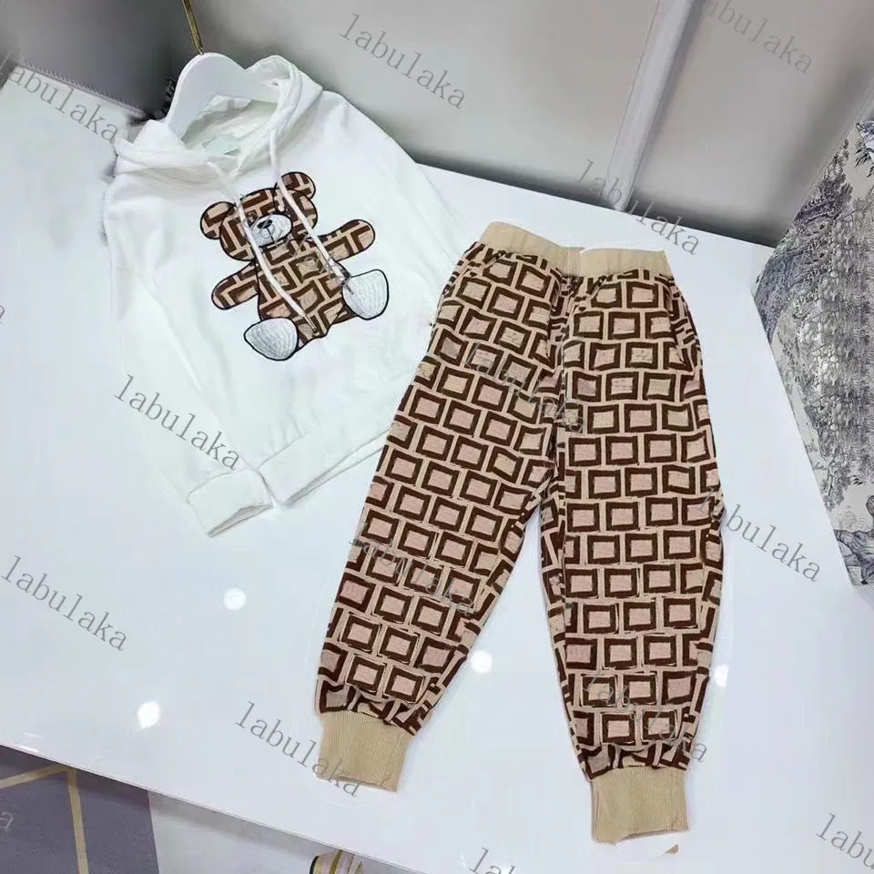 2023 0-15T Children Designer Clothing Sets Baby Boy girls Little bear A hoodie pants Two-piece Suit Kids Classic Letters Design Clothing set white luxury fashion brand