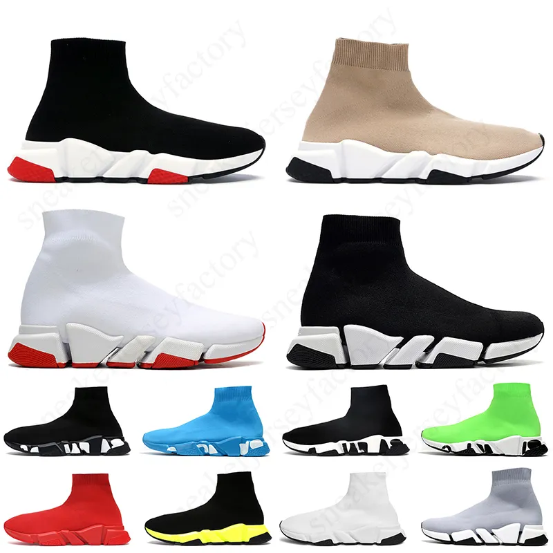 Fashion Designer Sock Shoes 2 Triple Black White S Red Beige Casual Sports Sneakers Socks Trainers Mens Women Knit Boots Ankle Booties Platform Shoe
