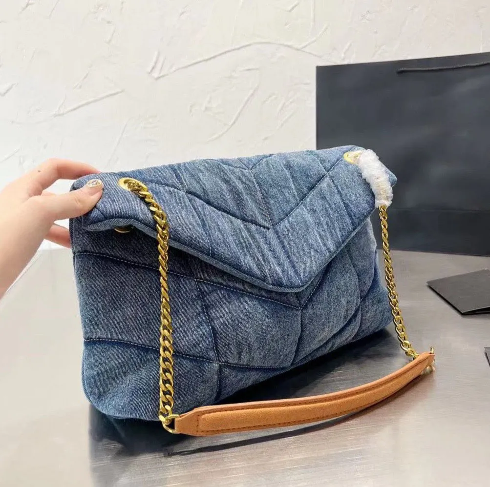 Luksusowa torebka jeansowa Damska torba na ramię crossbody Torba na ramię z łańcuszkiem 5A top torebki Modna torebka damska