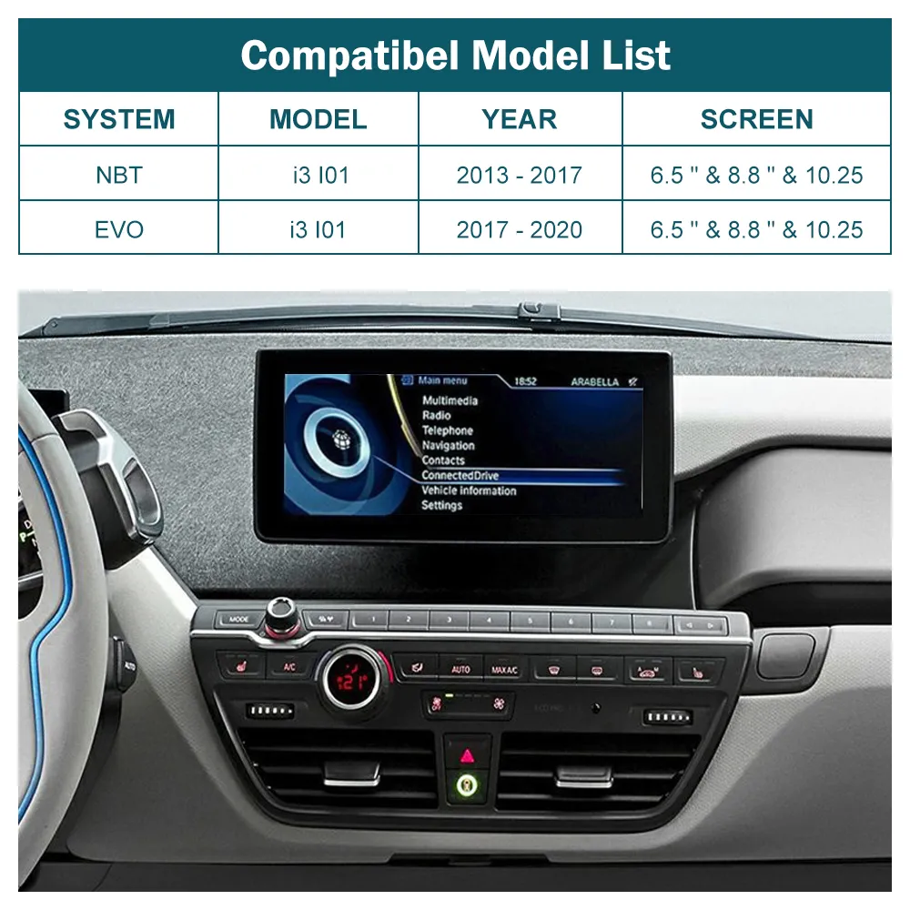 CarPlay sans fil pour BMW i3 I01 NBT System 2012-2020 avec Android Auto Mirror Link AirPlay Car Play Function280P