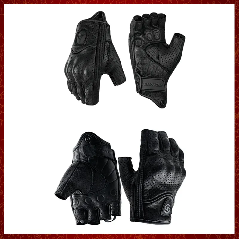 ST287 gants respirants pour moto professionnel Faux cuir noir Protection des articulations demi-doigt gants pour le cyclisme