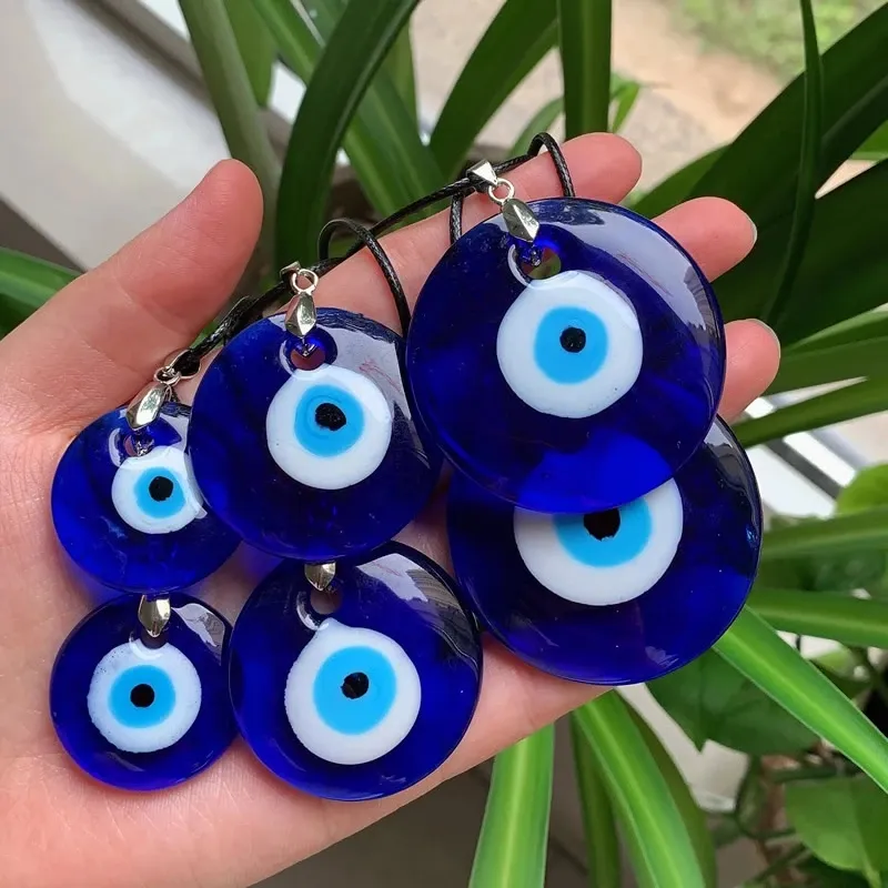 30 mm Evil Eye Necklace For Women Men Sea Blue Glass Lucky Pendulum Turkiet Turkiska ögon Pendant Halsband Choker smycken