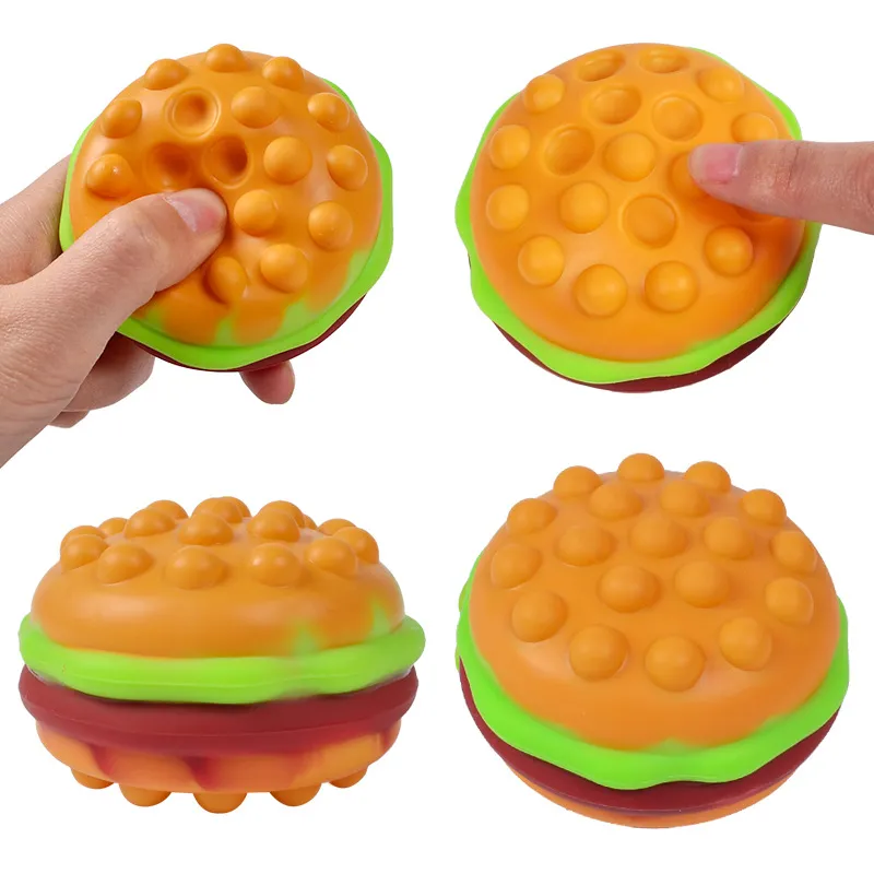 Fidget Hamburger Push Bubble Finger Sensory Toy Anti Stress Soft Balls Stress Relief Decompression Toys Anxiety Reliever