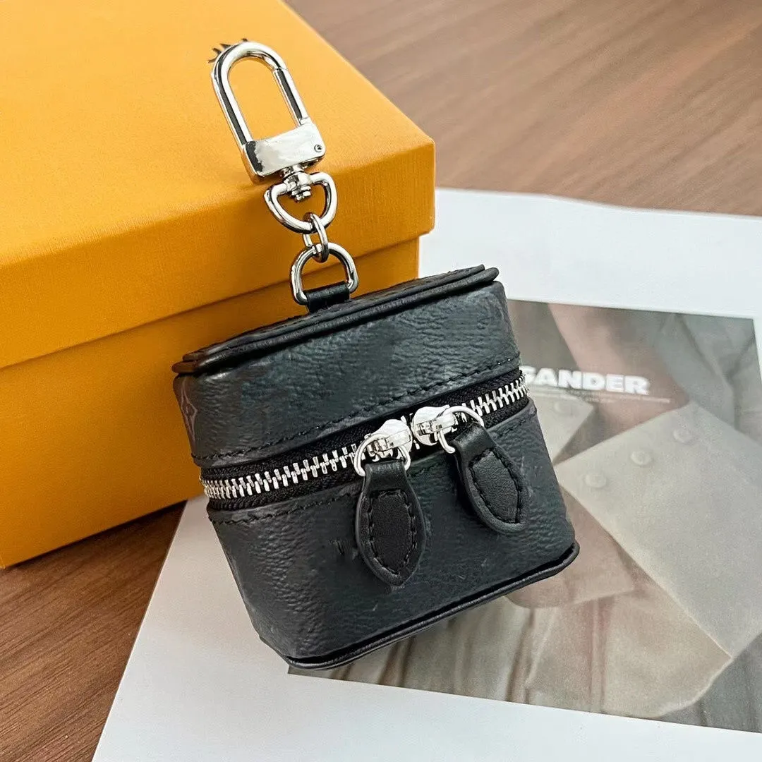 Limited Edition Plaid Unisex Key Wallets Luxury Brand Yellow Letter Leather Mini Box Bags with Key Chain Men Women Zip Coin Purses Clutch Bag Fashion Totes Pendant