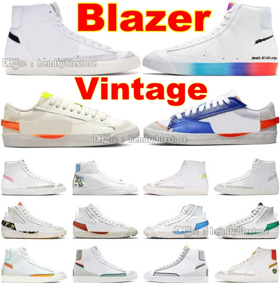 77S Vintage Branco Preto Blazer Tênis de Basquete Lucid Pacific Blue Sunset Pulse Celestine Blue Snakeskin Kumquat Aurora Iron Grey Raygun Catechu Pomegranate