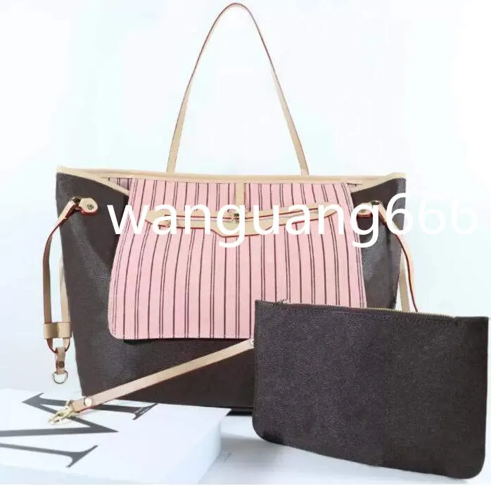 2PCS ToQuality Designer Handbag bag Purses Classic Fashion Women messenger Shoulder Bag Lady Totes Brown black handbags 35cm With Shoulders Strap Dust Bags 8 colors