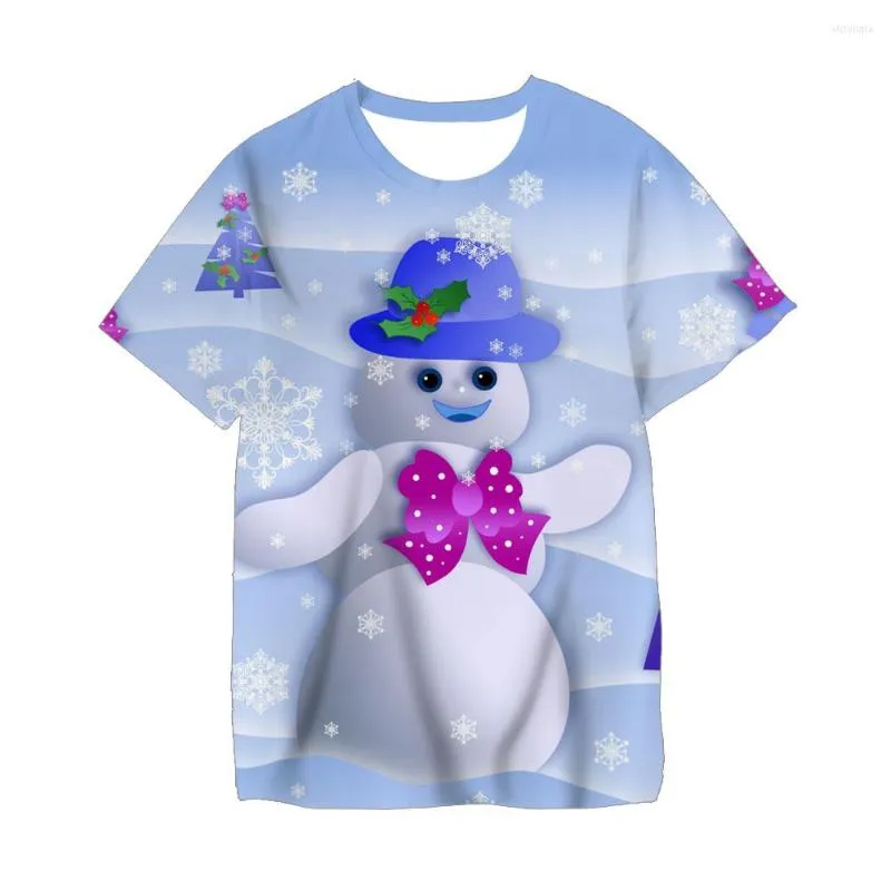 Men's T Shirts Personality Merry Christmas Elk Print Party Top Clothing Short Tees Boy Girls Kids Child Baby Apparel Children Clothes