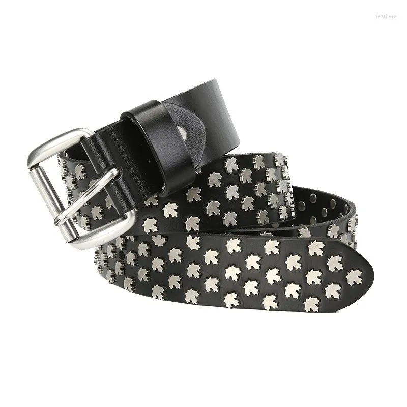 Ceintures grande taille en cuir véritable pour homme mode cuir de vachette clouté haute qualité Black Rock gothique Rivets