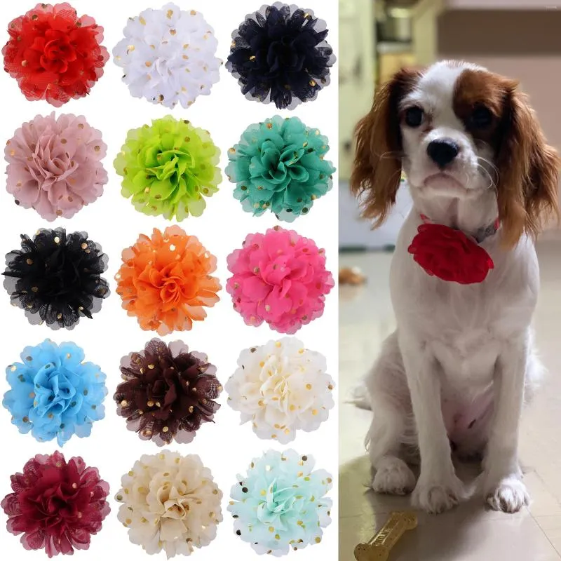 Vêtements pour chiens 100 pièces collier de fleurs nœud papillon fournitures accessoires de collier pour animaux de compagnie coulissants petit chat nœuds papillon breloques