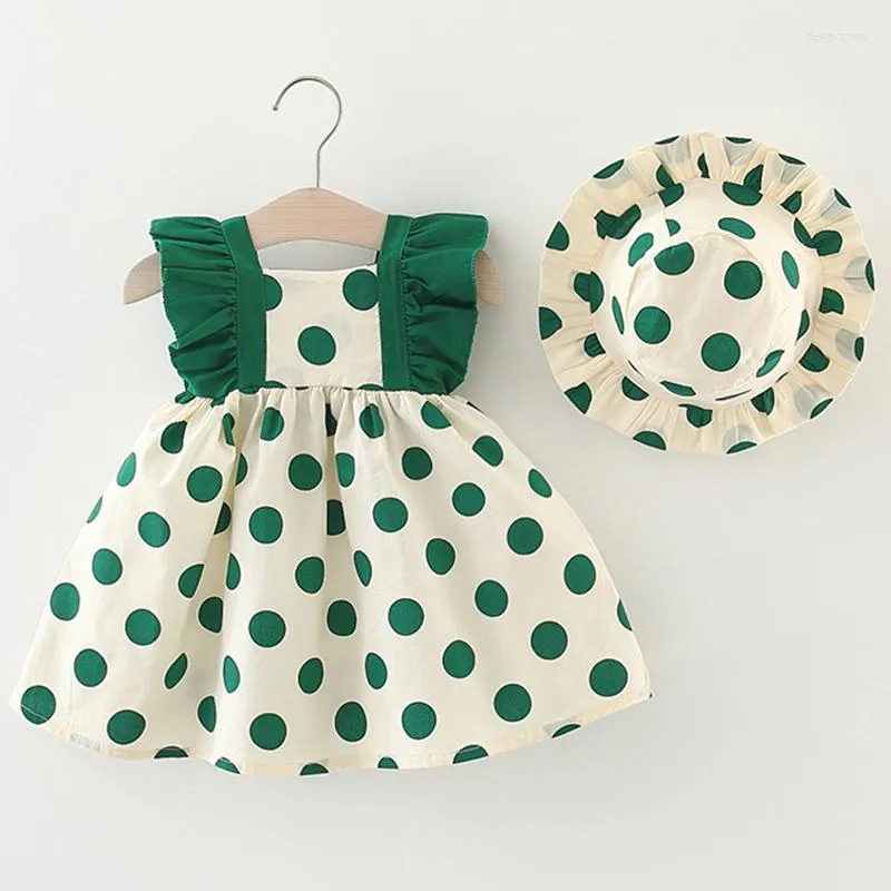 Abiti da ragazza 2Piece Summer Baby Boutique Abbigliamento Casual Cute Dot Bow Abito da principessa senza maniche in cotone per abbigliamento per bambini BC2250