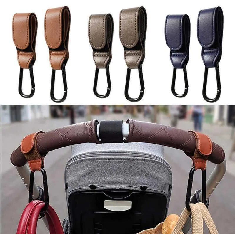 Huishoudelijke zonsondergeneringen PU Leer Baby Bag Stroller Hook Pram Cart Organizer 360 graden roteerbare haakhaakaccessoires RRC458