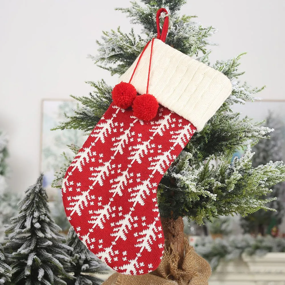 Calzini regalo di Natale Borse in maglia per bambini Borsa portaoggetti per caramelle Decorazioni per la casa Natale Bomboniere per piccole feste Borsa per imballaggio Spedizione marittima RRC446