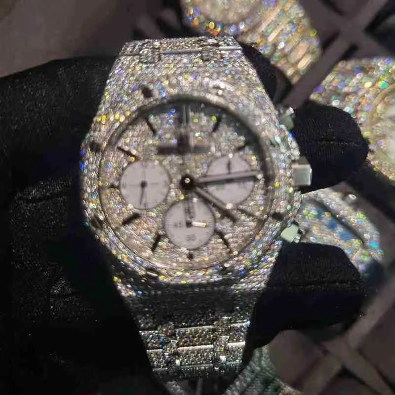 2024Reloj de pulsera 2024 La personalización del reloj de diamantes de piedra Mosang puede pasar el tt del reloj impermeable con movimiento mecánico automático para hombreQR0S