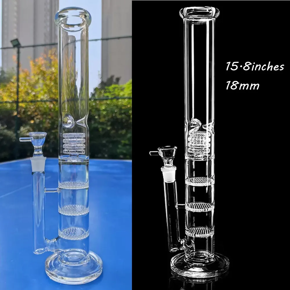 Straight Tall Glass Bongs Arm Tree Perc Honeycomb and Showerhead Percolator Hookahs Bubbler Thick Smoking Dab Rigs Water Pipes with 18mm Joint