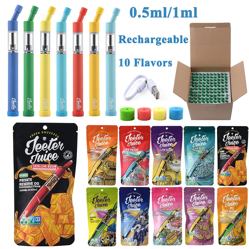 10 Flavors Rechargeable Jeeter Juice Disposable Vape Pens 0.5ml 1.0ml