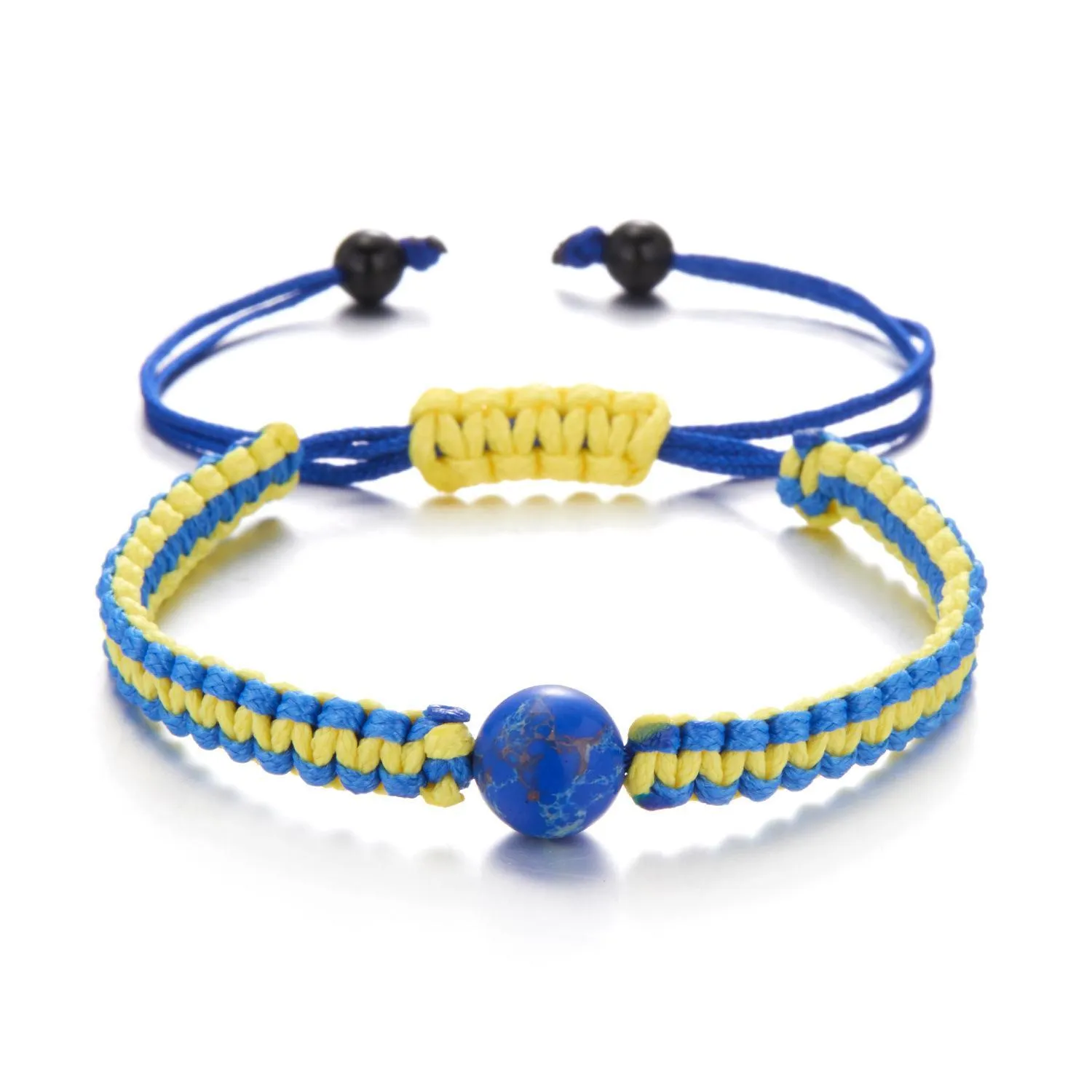 Favore di partito Sublimazione Favore di partito Fascino Giallo Blu Ucraina Bracciali per donna Uomo Bandiera ucraina Braccialetto di corda intrecciata fatto a mano Dhayw