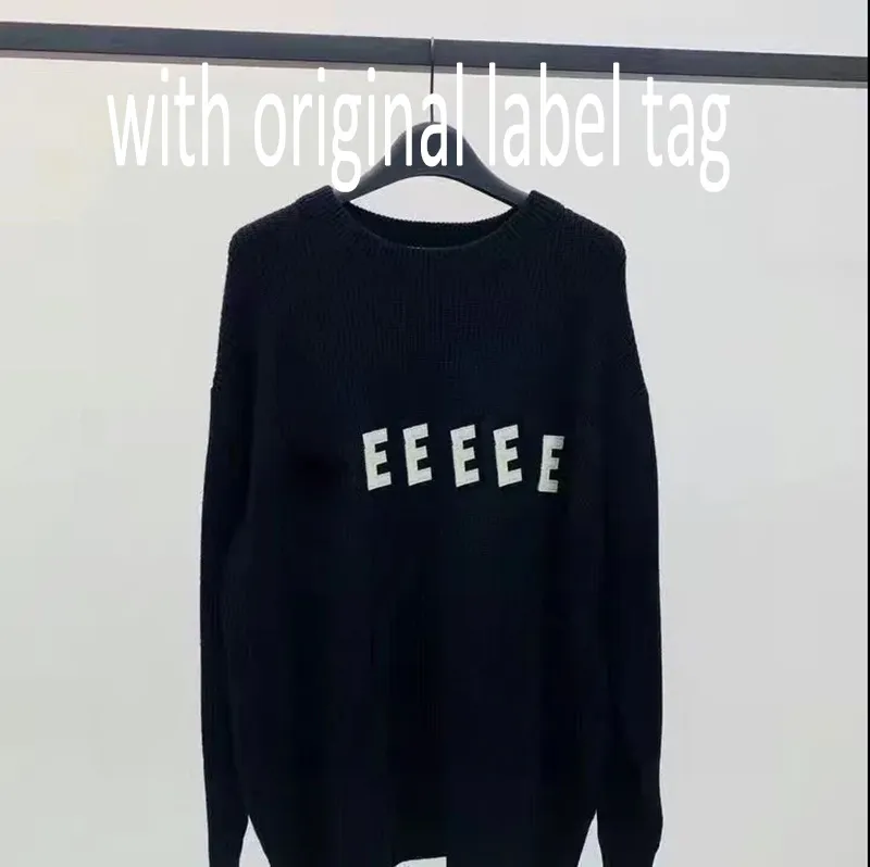 Bokstäver unisex tröjor kvinnor män lång ärm rund nack ull jumper vårens höstälskare avslappnad tröja