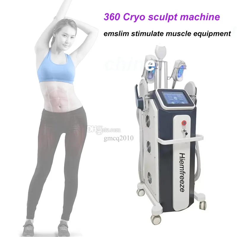 2 in 1 EMSlim Muscle Building Cryo Slimming Machine HIEMT Body Sculpting Machine 360 Cool Cryotherapy Equipment