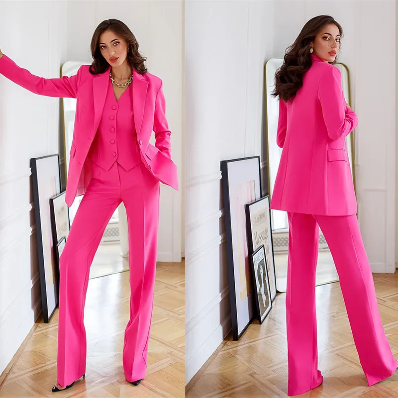 Rose Red Red Mother Of The Bride Pant Suits Office Formal Lady Blazer  Desgas De $412,02