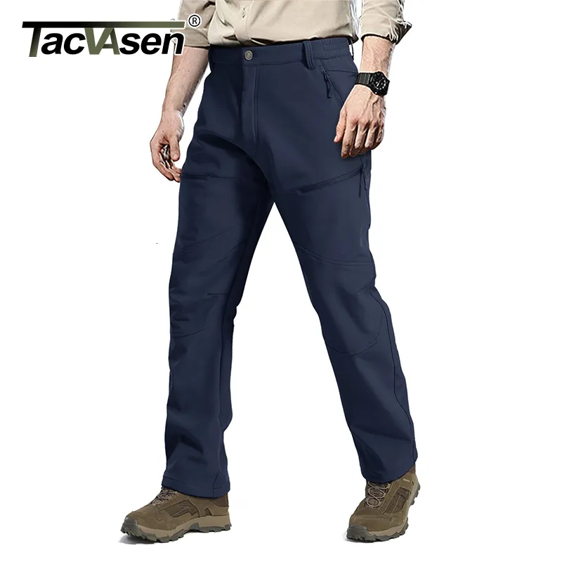 Pantaloni da uomo TACVASEN Softshell Military Tactical Men Solid Fleeced Warm Army Airsoft Pantaloni Casual Cargo Work Hike Ski Pant 221116